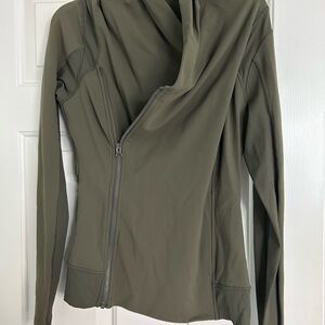 Lululemon Athletica olive green asymmetrical Zip Jacket